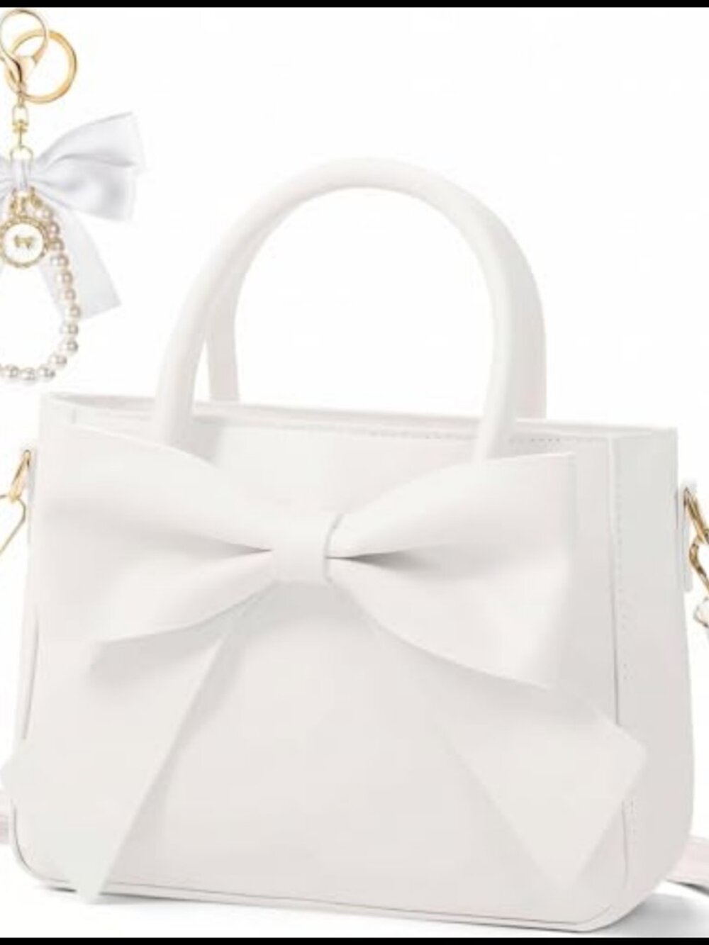 Cute Leather Crossbody Bag with Bow Adjustable Strap Small Purse Gift